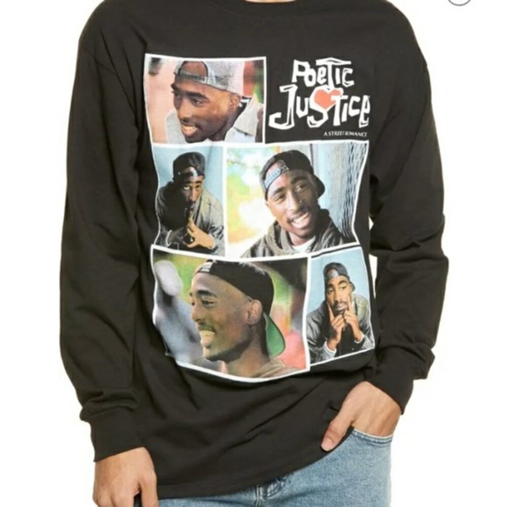 Philco Poetic Justice Black Tupac Collage Graphic Long Sleeve Tee Large